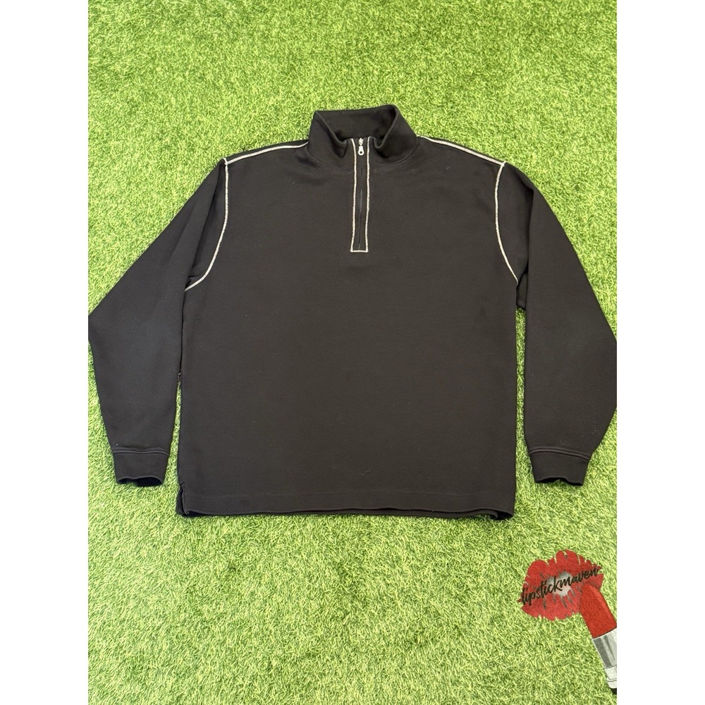 Scott Barber 1/4‎ Zip Long Sleeve Large Black Pullover Shirt Sweater Pima Cotton
